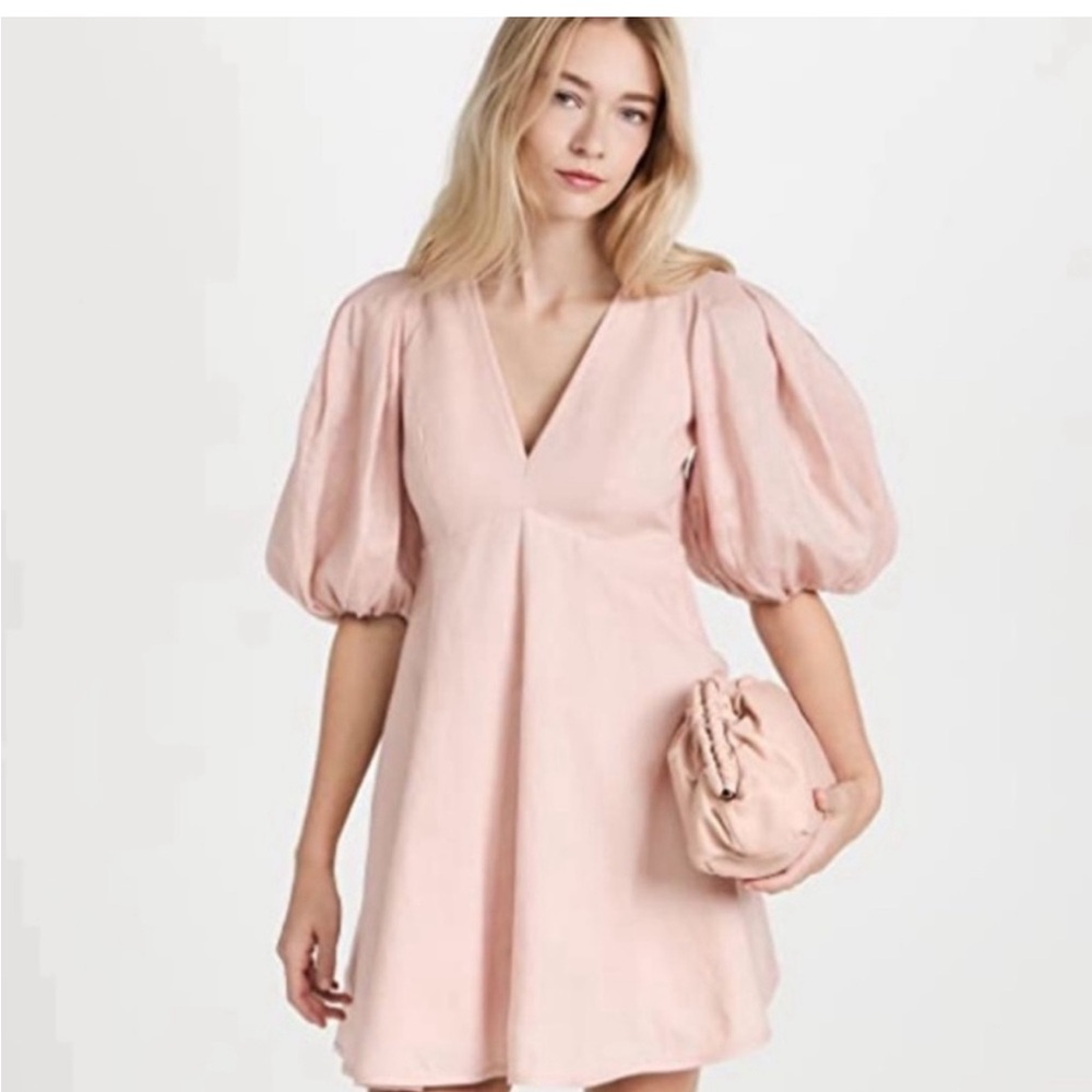 Zimmermann dancer linen day mini dress in blush size 0